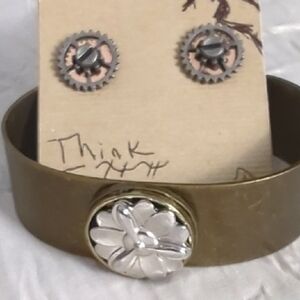 Gold and Silver Floral Earrings